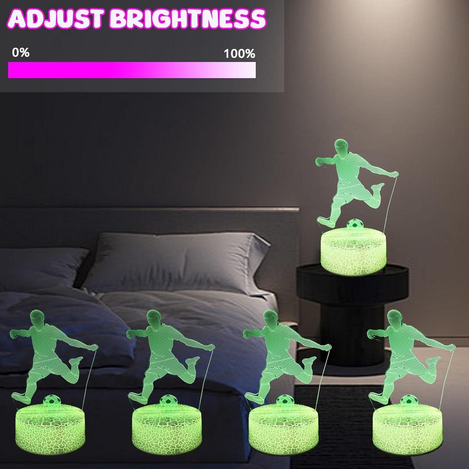 E Veilleuse Football avec 2 motifs, Football Lampe 3D Veille... - 3