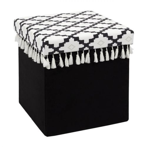 Minecraft - Pouf-Coffre Pliable Noir Motif Géométrique