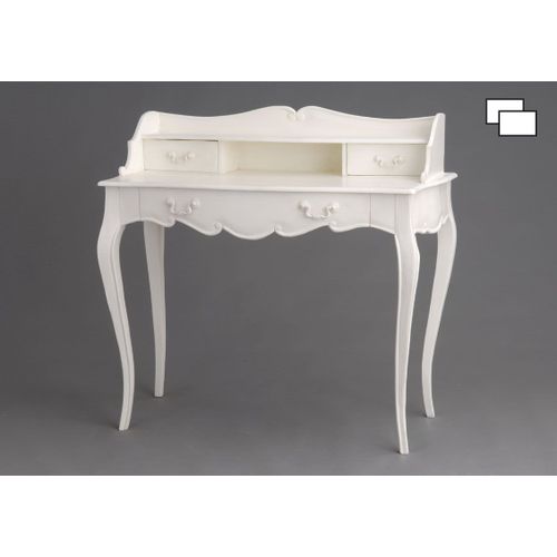 Bureau Avec Rangements En Bois Blanc - Cheverny