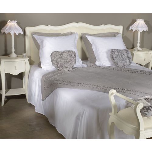 Tête De Lit 164 Cm En Bois Blanc Et Tissu Écru - Charmy