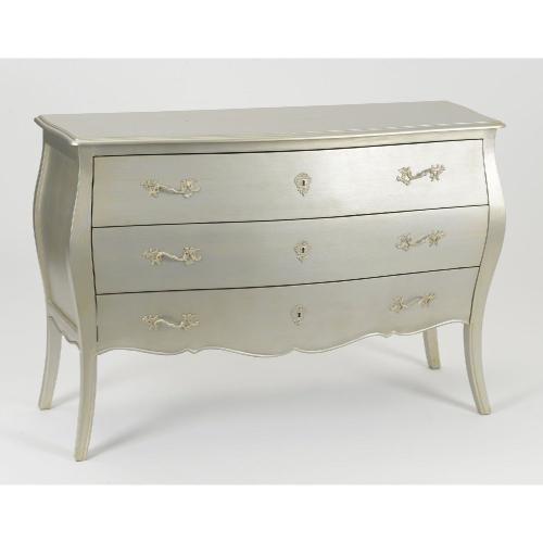 Commode 3 Tiroirs En Bois Argenté - Charmy Gris