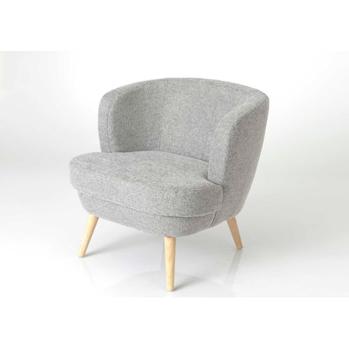 Fauteuil 67x68x66,5 Cm En Tissu Gris Clair Et Pieds En Sapin - Foster