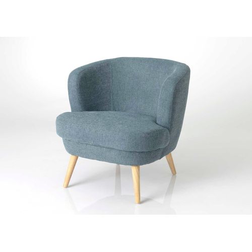 Fauteuil 67x68x66,5 Cm En Tissu Bleu Et Pieds En Sapin - Foster