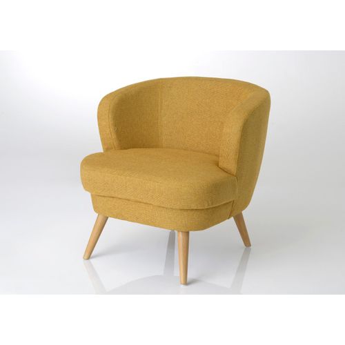 Fauteuil 67x68x66,5 Cm En Tissu Moutarde Et Pieds En Sapin - Foster