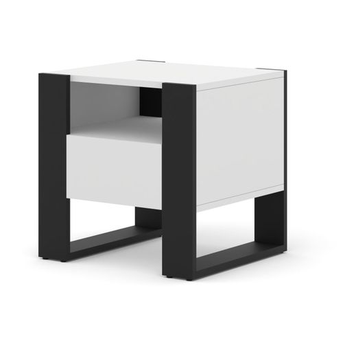 Table De Chevet Mondi 48 Cm Avec 1 Tiroir (Blanc Mat)