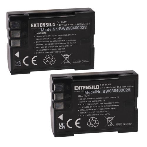 EXTENSILO 2x Batteries compatible avec Olympus E-1, E-3, E-30, E-300, E-330, E-500, E-510 appareil photo, reflex numérique (1600mAh, 7,4V, Li-ion)