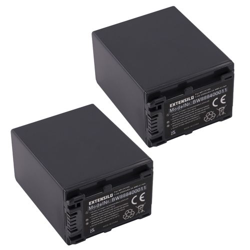 EXTENSILO 2x Batteries compatible avec Sony HDR-CX500E, HDR-CX360VE, HDR-CX410VE, HDR-CX450 appareil photo, reflex numérique (3300mAh, 7,4V, Li-ion)