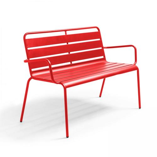 Banc De Jardin En M?Tal Rouge