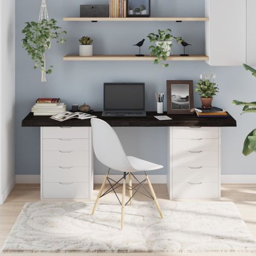 Vidaxl Dessus De Table Marron Foncé Bois Chêne Massif Traité