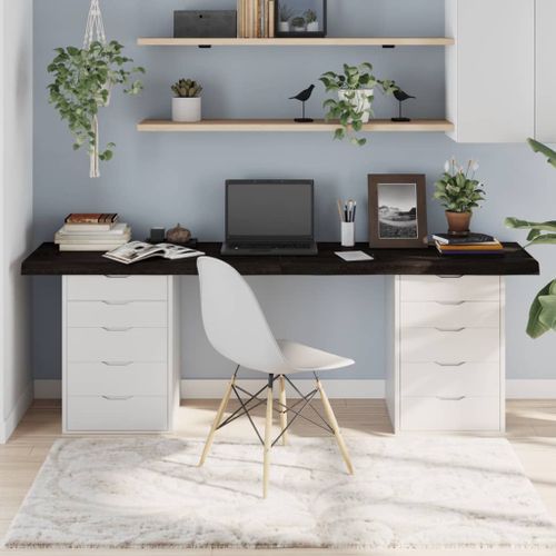 Vidaxl Dessus De Table Marron Foncé Bois Chêne Massif Traité