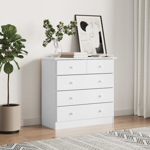 Vidaxl Commode Alta Blanc 77x35x73 Cm Bois Massif De Pin