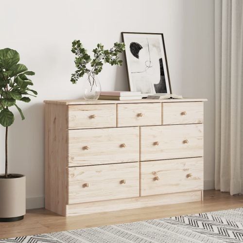 Vidaxl Commode Alta 112x35x73 Cm Bois Massif De Pin
