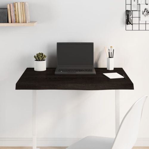 Vidaxl Dessus De Table Marron Foncé Bois Chêne Massif Traité