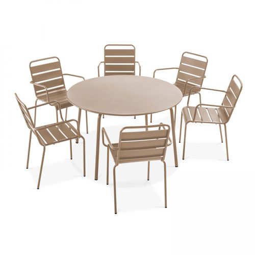 Table De Jardin Ronde Et 6 Chaises Métal Taupe