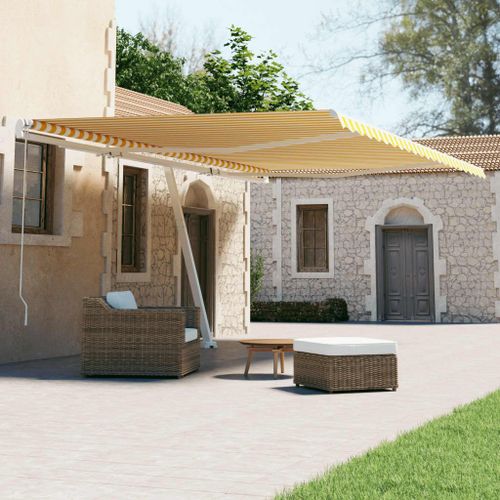 Vidaxl Auvent Automatique Sur Pied 600x300 Cm Jaune/Blanc