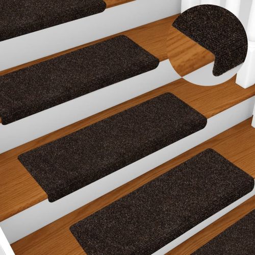 Tapis d'escalier 15 pcs Tissu aiguilleté 65x21 cm Marron vidaXL vidaXL