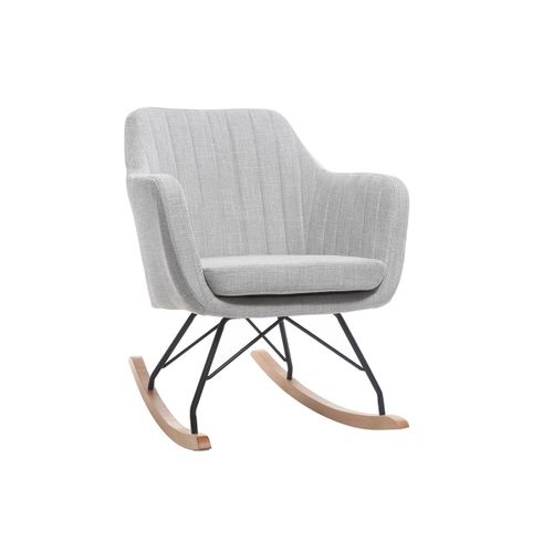 Rocking Chair Scandinave En Tissu Gris Clair Aleyna