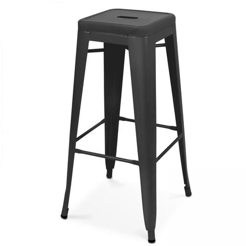 Lot De 4 Tabourets De Bar En Acier Noir Mat