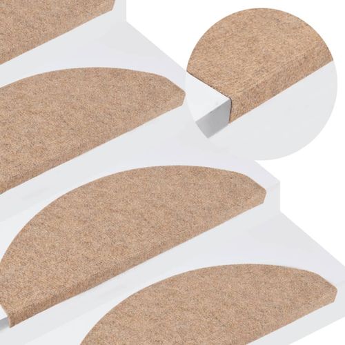 Vidaxl Tapis D'escalier Autocollants 15 Pcs 65x26 Cm Beige