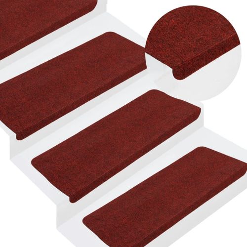 Vidaxl Tapis D'escalier Autocollants 15 Pcs 65x28 Cm Rouge