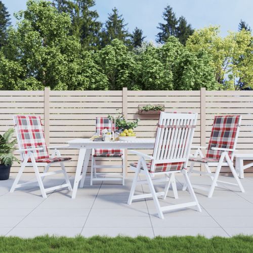Coussins De Chaise De Jardin 4 Pcs Carreaux Rouges 120x50x3 Cm Vidaxl
