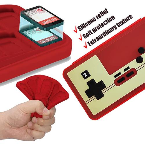 Boite de Rangement pour Cartes de Jeux Nintendo Switch avec 24 Fentes,  Rétro Classique Style de Console (Rouge)