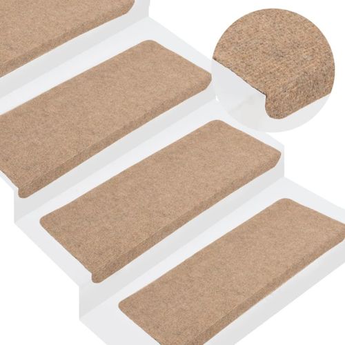 Vidaxl Tapis D'escalier Auto-Adhésifs 15 Pcs 65x28 Cm Beige