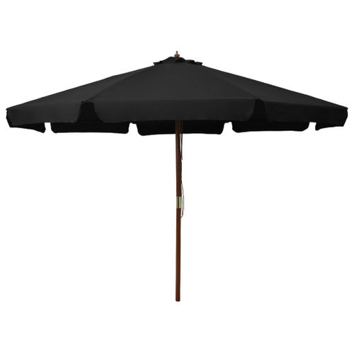 Vidaxl Parasol D'extérieur Avec Mât En Bois 330 Cm Noir