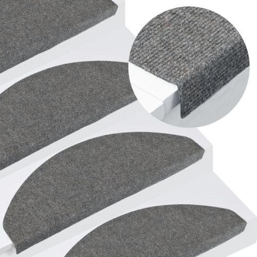 Vidaxl Tapis D'escalier Autocollants 15 Pcs 65x26 Cm Gris