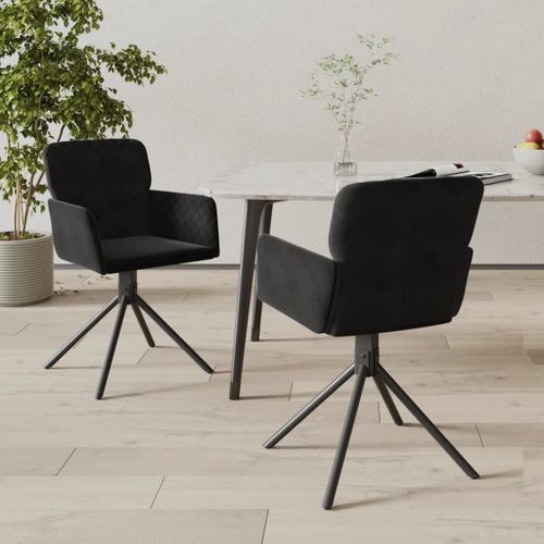 Vidaxl Chaises Pivotantes De Salle À Manger 2 Pcs Noir Velours