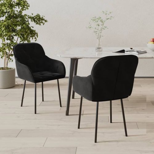 Vidaxl Chaises De Salle À Manger 2 Pcs Noir Velours