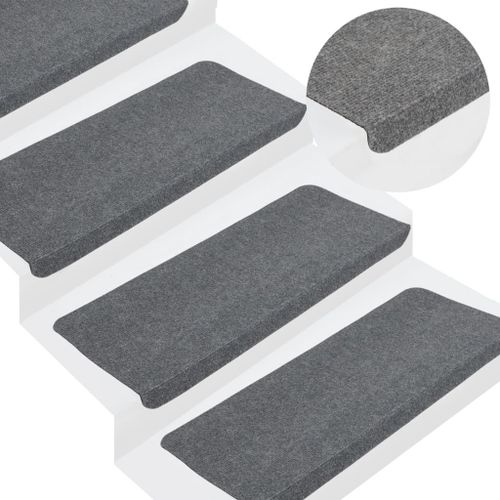 Vidaxl Tapis D'escalier Autocollants 15 Pcs 65x28 Cm Gris