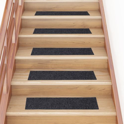 Vidaxl Tapis D'escalier Autocollants Rectangulaire 15 Pcs 76x20cm Gris