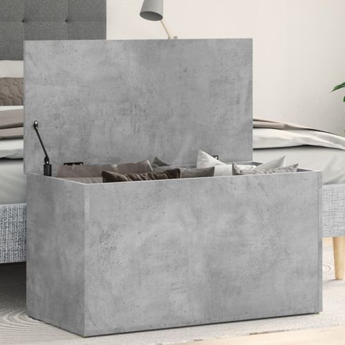 Coffre De Rangement Gris Béton 84x42x46 Cm Aggloméré - Vidaxl