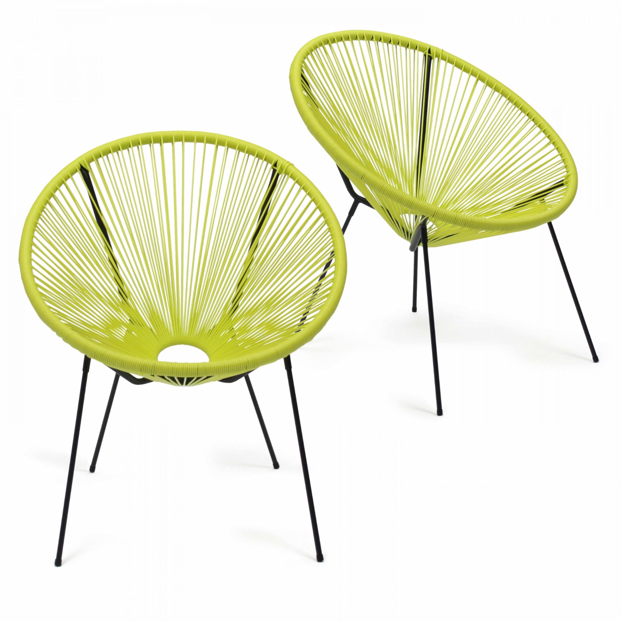 Lot De 2 Fauteuils En Résine Tressée Vert Cactus