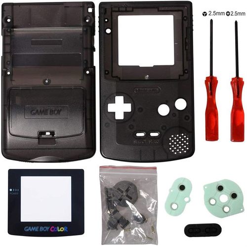 Boîtier Complet De Coque Shell Remplacement Pour Gbc Gameboy (Transparent Noir)