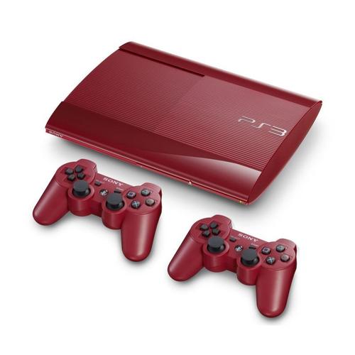 Console Sony Ps3 Ultra Slim 500 Go Rouge + 2 Manettes
