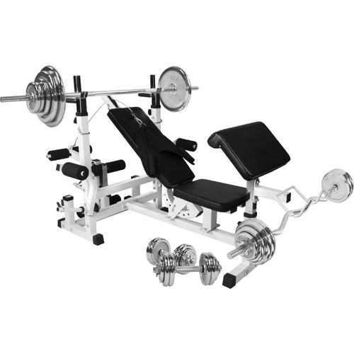 Gorilla Sports - Banc De Musculation Universel Gs005 + Set D'haltères Chromés De 108 Kg