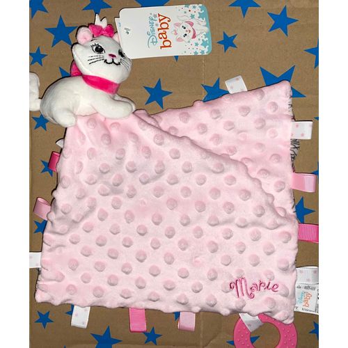 Doudou Chat Marie Disney Baby Mouchoir Rose Pois Relief Peluche Jouet Bebe Anneau Rose Dentition Naissance