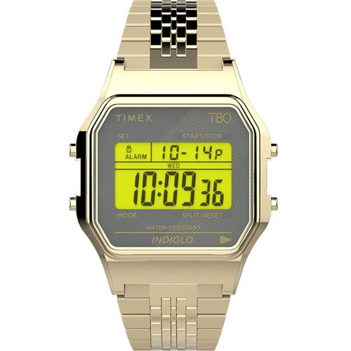 Timex Montre Doré Digital Mixte T80 Tw2u93500