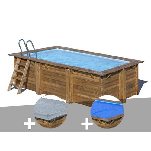 Kit piscine bois Gré Marbella 4,20 x 2,70 x 1,17 m + Bâche hiver + Bâche à bulles
