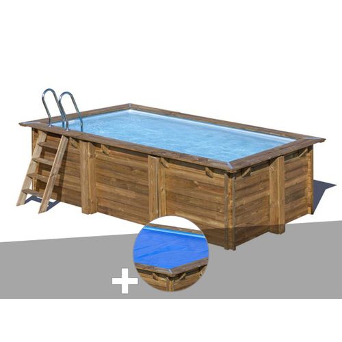 Kit piscine bois Gré Marbella 4,20 x 2,70 x 1,17 m + Bâche à bulles