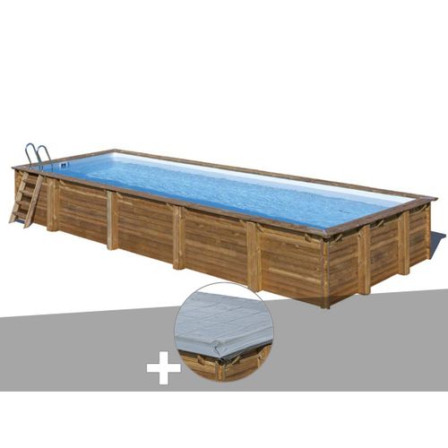 Kit piscine bois Gré Mint 10,10 x 4,18 x 1,46 m + Bâche hiver