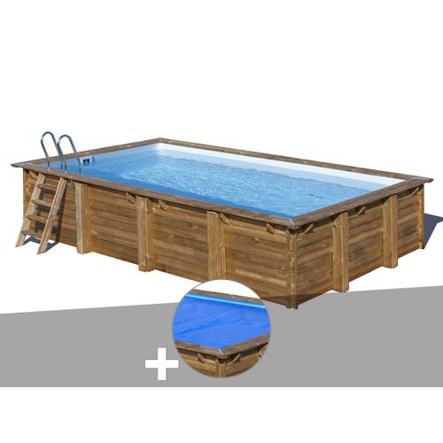 Kit piscine bois Gré Evora 6,20 x 4,20 x 1,33 m + Bâche à bulles