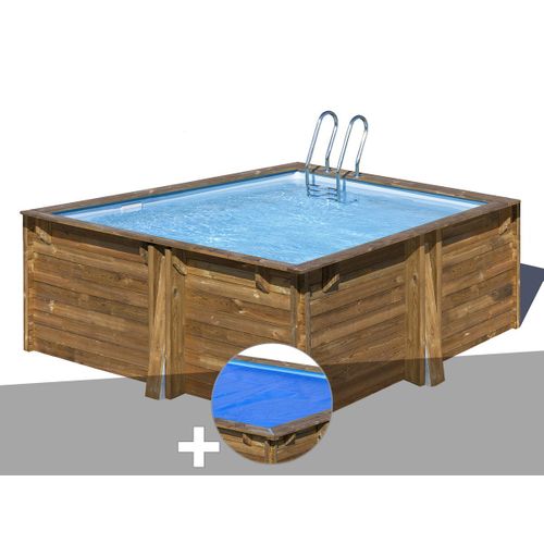 Kit piscine bois Gré Carra 3,05 x 3,05 x 1,19 m + Bâche à bulles