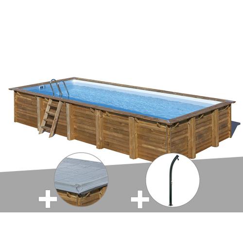 Kit piscine bois Gré Braga 8,15 x 4,20 x 1,46 m + Bâche hiver + Douche