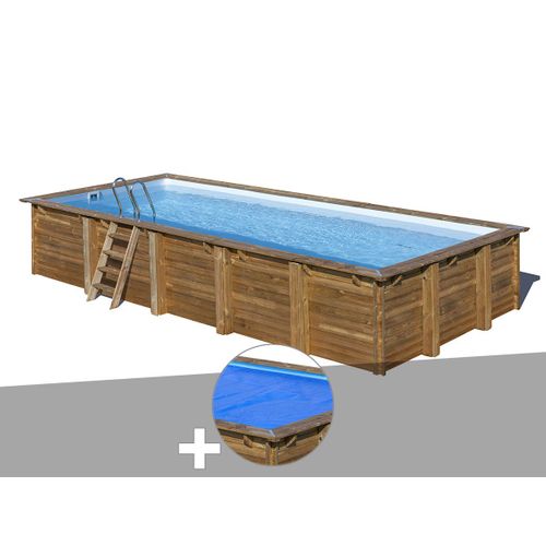 Kit piscine bois Gré Braga 8,15 x 4,20 x 1,46 m + Bâche à bulles