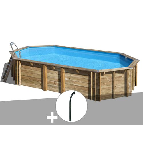 Kit piscine bois Gré Orange 7,55 x 4,56 x 1,46 m + Douche