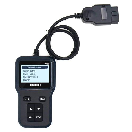 Scanner de Diagnostic de voiture portable V322, lecteur de Code à barres, 12V, LCD, prise obd2