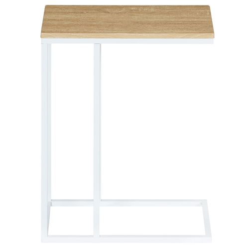 Bout De Canapé Debora Table D'appoint Table À Café Table Basse De Salon Cadre En Métal Blanc Plateau En Mdf Décor Chêne Sonoma
